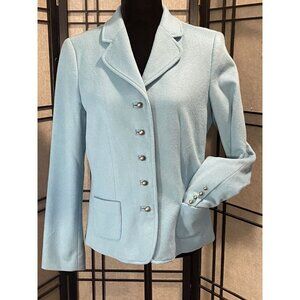 Vtg Elliott Lauren Wool Blend Tailored Blazer Sz 8 Ornate Buttons Seafoam Green
